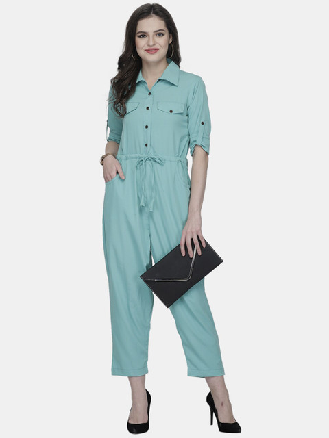 Sayesha Women Shirt Collar Basic Crepe Jumpsuit