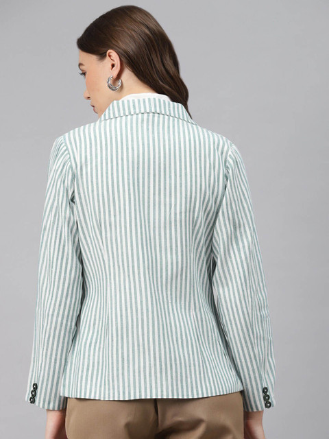 Cottinfab Women Striped Pure Cotton Formal Blazer - Image 4