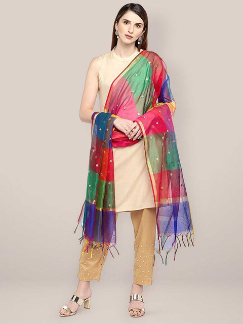 Dupatta Bazaar Motifs Embroidered Dupatta with Thread Work - Image 5