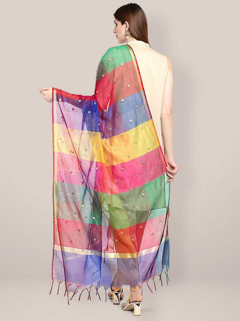 Dupatta Bazaar Motifs Embroidered Dupatta with Thread Work - Image 4