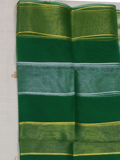 KALINI White & Green Embroidered Unstitched Dress Material - Image 5