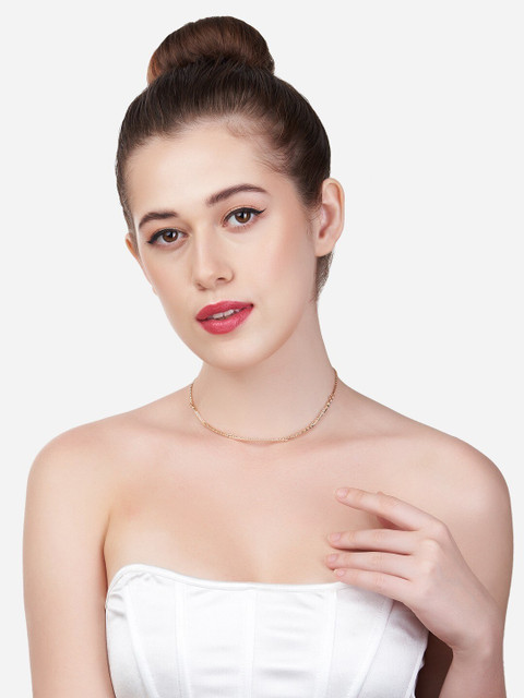 Zaveri Pearls Brass Rose Gold-Plated Cubic Zirconia Necklace - Image 5