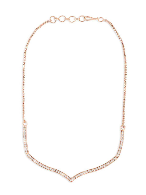 Zaveri Pearls Brass Rose Gold-Plated Cubic Zirconia Necklace - Image 2
