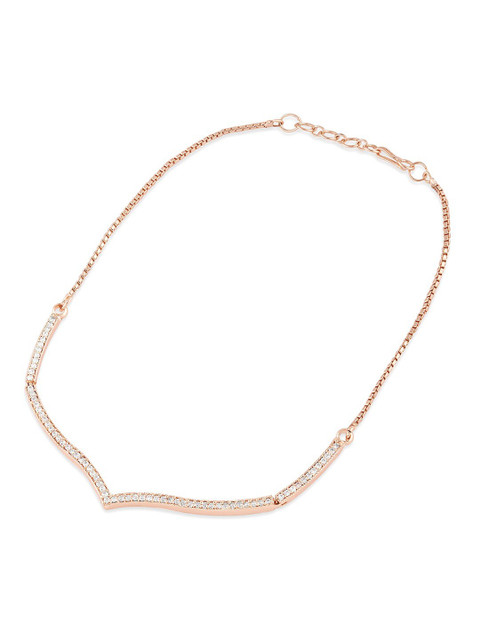 Zaveri Pearls Brass Rose Gold-Plated Cubic Zirconia Necklace - Image 3