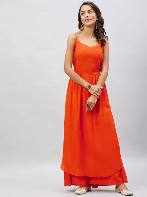 InWeave Women Empire Kurta with Palazzos & Dupatta