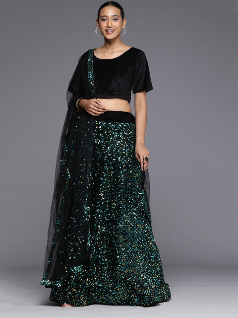 Mitera Embroidered Sequinned Semi-Stitched Lehenga & Unstitched Blouse With Dupatta