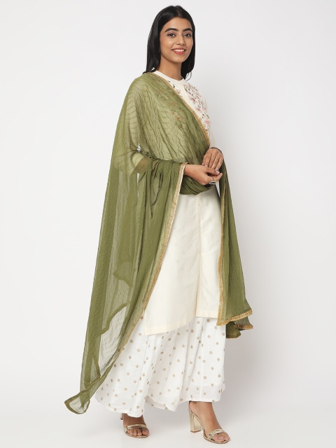 Ethnicity Women Embroidered Striped Dupatta