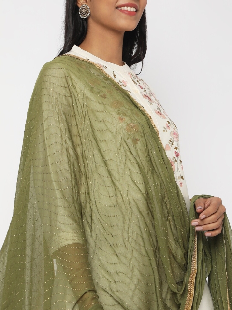 Ethnicity Women Embroidered Striped Dupatta - Image 2