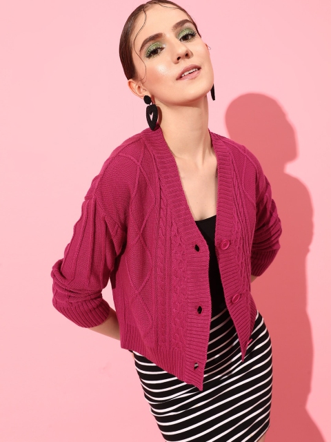 STREET 9 Women Acrylic Cable Knit Crop Sweater Vest