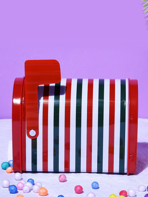 A Vintage Affair- Home Decor Red Christmas Stripes Mini Post Box