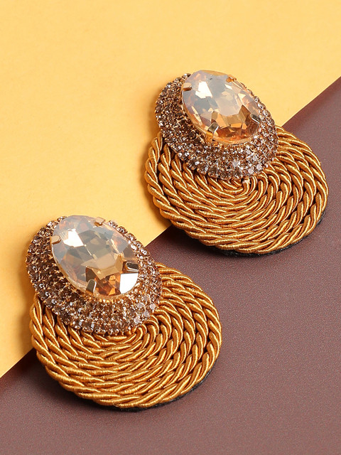 SOHI Gold-Plated Contemporary Drop Earrings - Image 2