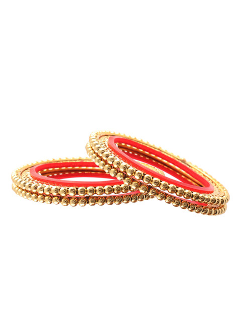 Jewar Mandi Set Of 4 Gold-Plated Gokhru Design Bangles