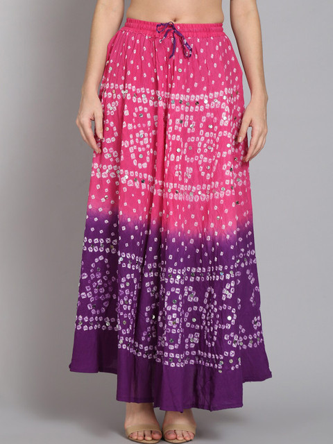 SOUNDARYA Tie & Dye Printed A-Line Maxi Skirt