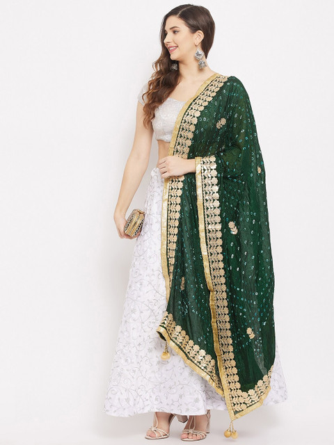 Clora Creation Embroidered Bandhani Dupatta with Gotta Patti - Image 4