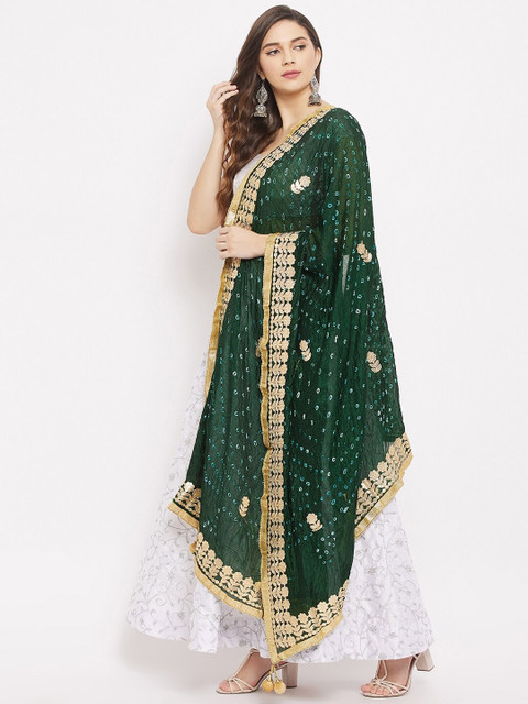 Clora Creation Embroidered Bandhani Dupatta with Gotta Patti - Image 2