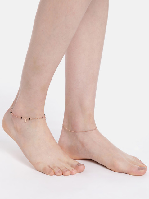 Carlton London Set of 2 Rose Gold Plated with Glass Bead and Star Charm Mismatch Anklet - Image 7