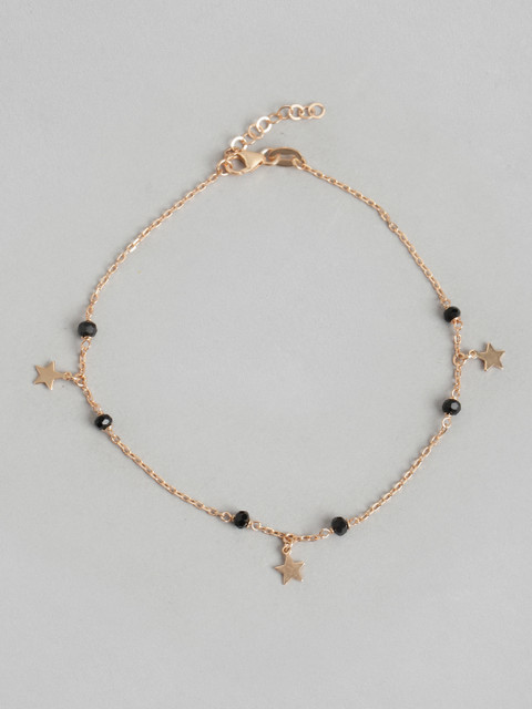 Carlton London Set of 2 Rose Gold Plated with Glass Bead and Star Charm Mismatch Anklet - Image 4