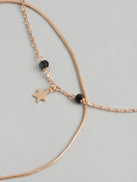 Carlton London Set of 2 Rose Gold Plated with Glass Bead and Star Charm Mismatch Anklet - Image 5
