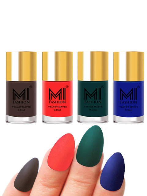 MI FASHION Set of 4 Velvet Matte Long Lasting Vegan Nail Polish - 9.9 ml each