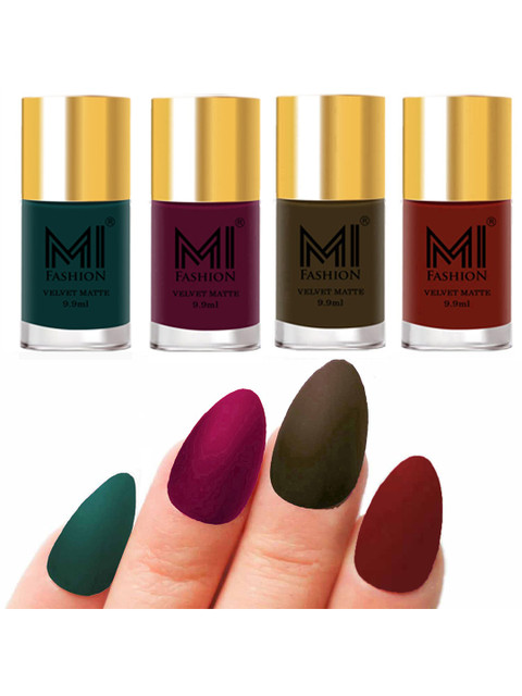 MI FASHION Set Of Velvet Matte Long Lasting Nail Polish - 9.9ml Each