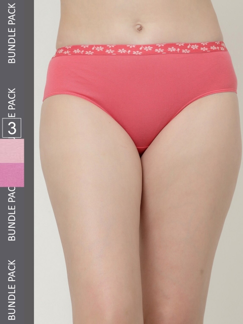 Floret Women Pack Of 3 Assorted Cotton Basic Briefs