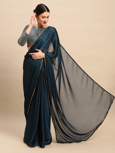Anouk Sequinned Pure Georgette Saree - Image 2