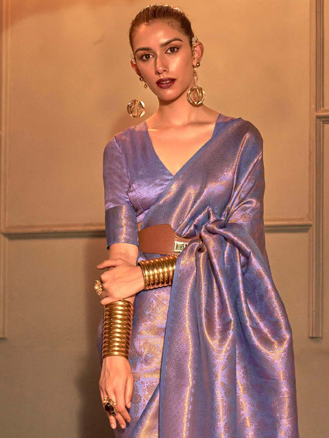 Saree mall Ethnic Motifs Zari Kanjeevaram Sarees - Image 3