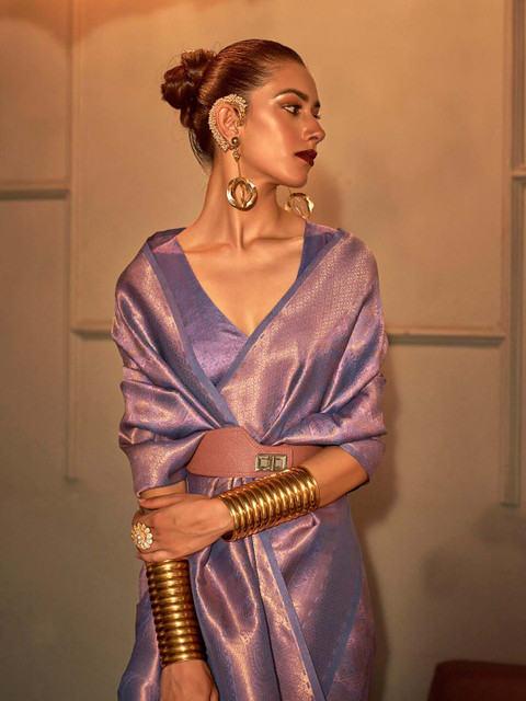 Saree mall Ethnic Motifs Zari Kanjeevaram Sarees - Image 2