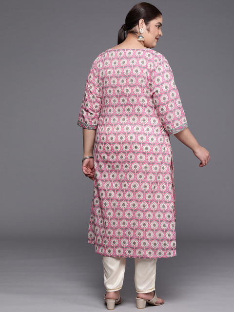 EXTRA LOVE BY LIBAS Women Plus Size Floral Motifs Printed Kurta - Image 4