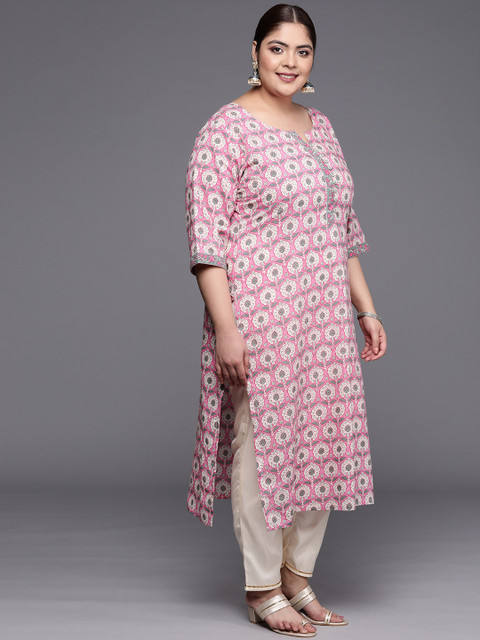 EXTRA LOVE BY LIBAS Women Plus Size Floral Motifs Printed Kurta - Image 5