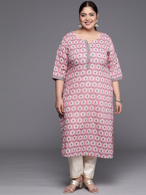 EXTRA LOVE BY LIBAS Women Plus Size Floral Motifs Printed Kurta - Image 3