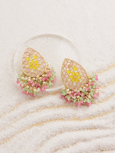 Zaveri Pearls Gold-Plated Contemporary Drop Earrings