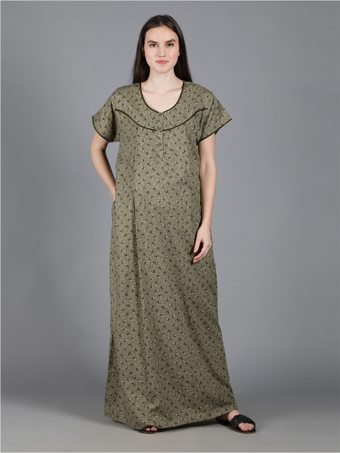 NIGHTSPREE Women Printed Maxi Nightdress
