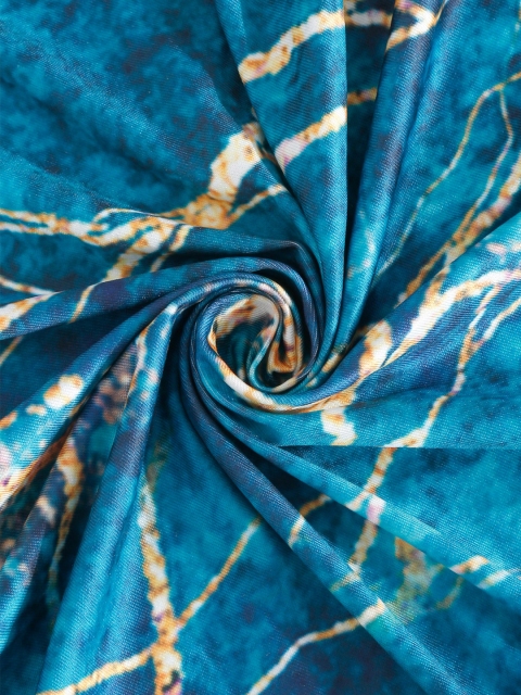 Cortina Teal Blue & Yellow Abstract Printed 2 Seater Sofa Cover - Image 3