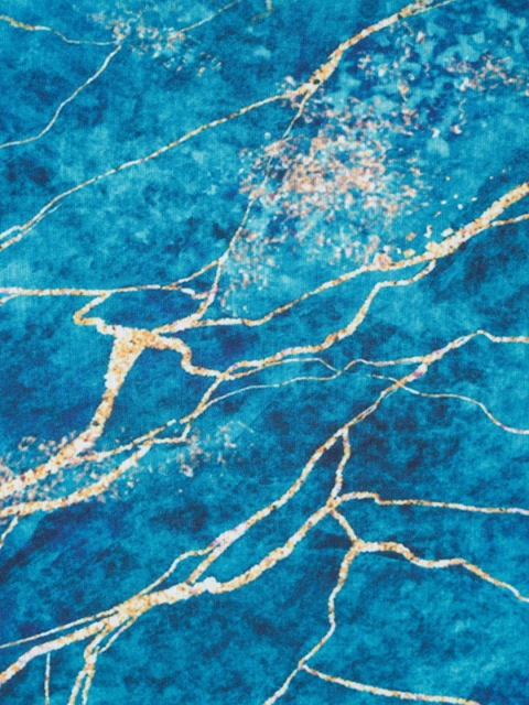 Cortina Teal Blue & Yellow Abstract Printed 2 Seater Sofa Cover - Image 4