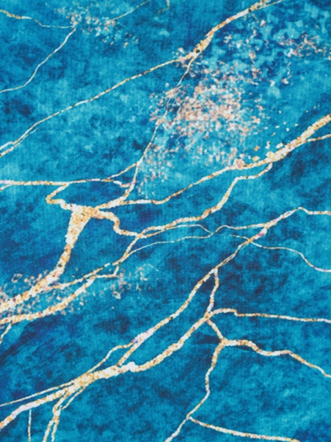 Cortina Teal Blue & Yellow Abstract Printed 3-Seater Sofa Cover - Image 4
