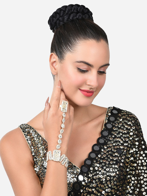 Zaveri Pearls Women Kundan Gold-Plated Ring Bracelet