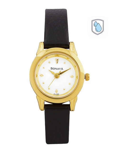 Sonata Quartz Analog With White Dial Watch For Women - Nt8925yl01w