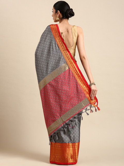 Mitera Ethnic Motifs Zari Silk Cotton Banarasi Saree - Image 3