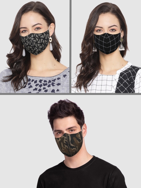 VASTRAMAY Pack of 3 Printed Reusable 3-Ply Protective Outdoor Cloth Face Masks - Image 7