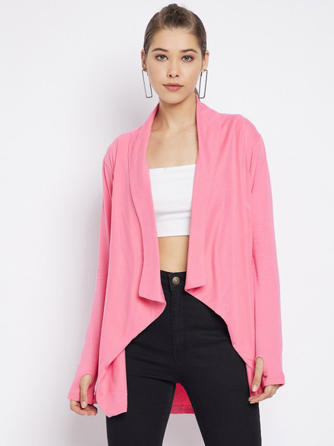 Hypernation Women Pure Cotton Solid Longline Shrug