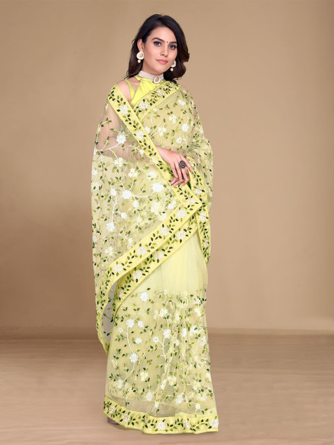 VAIRAGEE Floral Embroidered Net Saree - Image 2