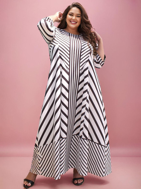 Amydus Plus Size Geometric Printed Maxi Dress