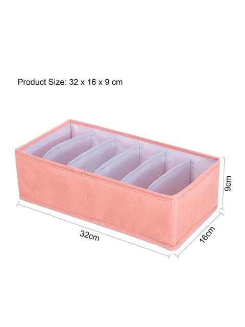 HOUSE OF QUIRK Orange 6 Grids Foldable Cotton Linen Closet Organizer - Image 4
