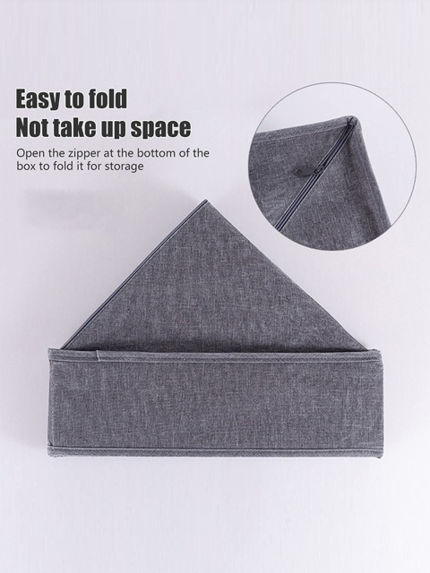 HOUSE OF QUIRK Orange 6 Grids Foldable Cotton Linen Closet Organizer - Image 3