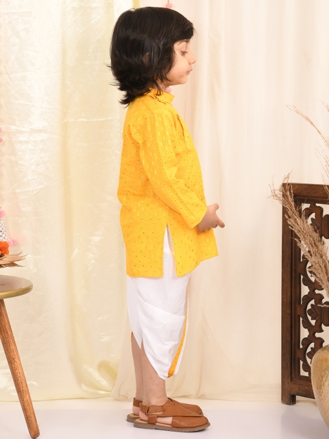 Superminis Boys Thread Work Pure Cotton Kurta with Dhoti Pants - Image 3