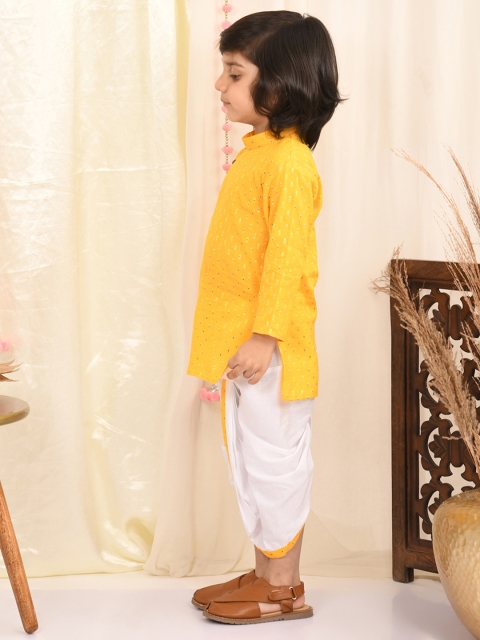 Superminis Boys Thread Work Pure Cotton Kurta with Dhoti Pants - Image 4