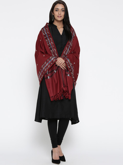 WEAVERS VILLA Women Ethnic Motifs Woven Design Winter Shawl