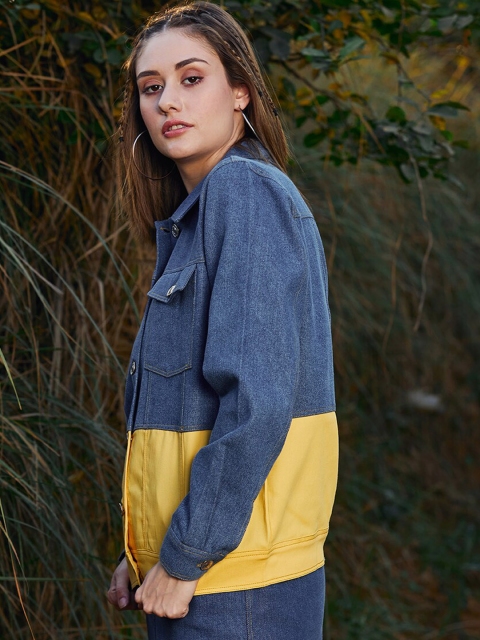 Athena Women Colourblocked Cotton Outdoor Denim Jacket - Image 5