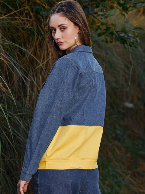 Athena Women Colourblocked Cotton Outdoor Denim Jacket - Image 4
